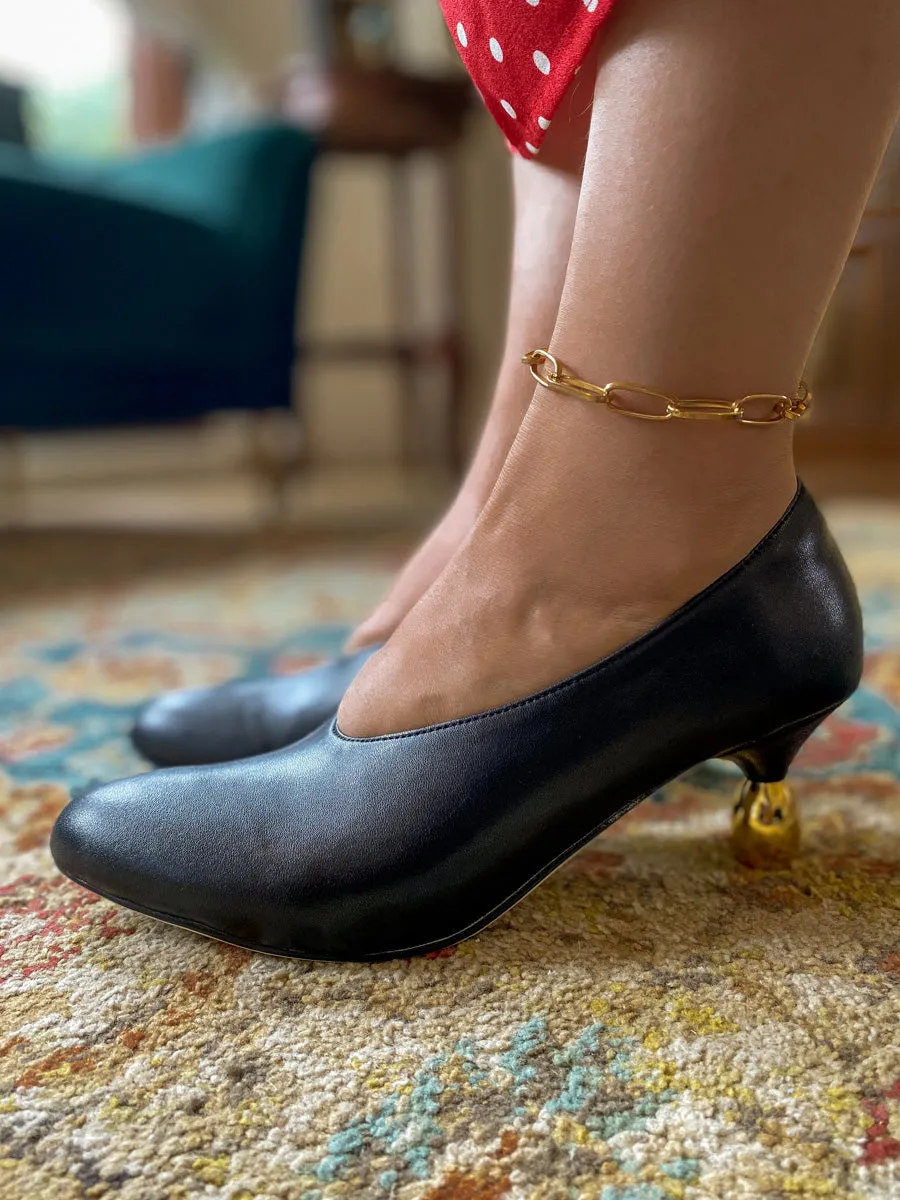 Water Droplets Mirror Heel Pump - Black