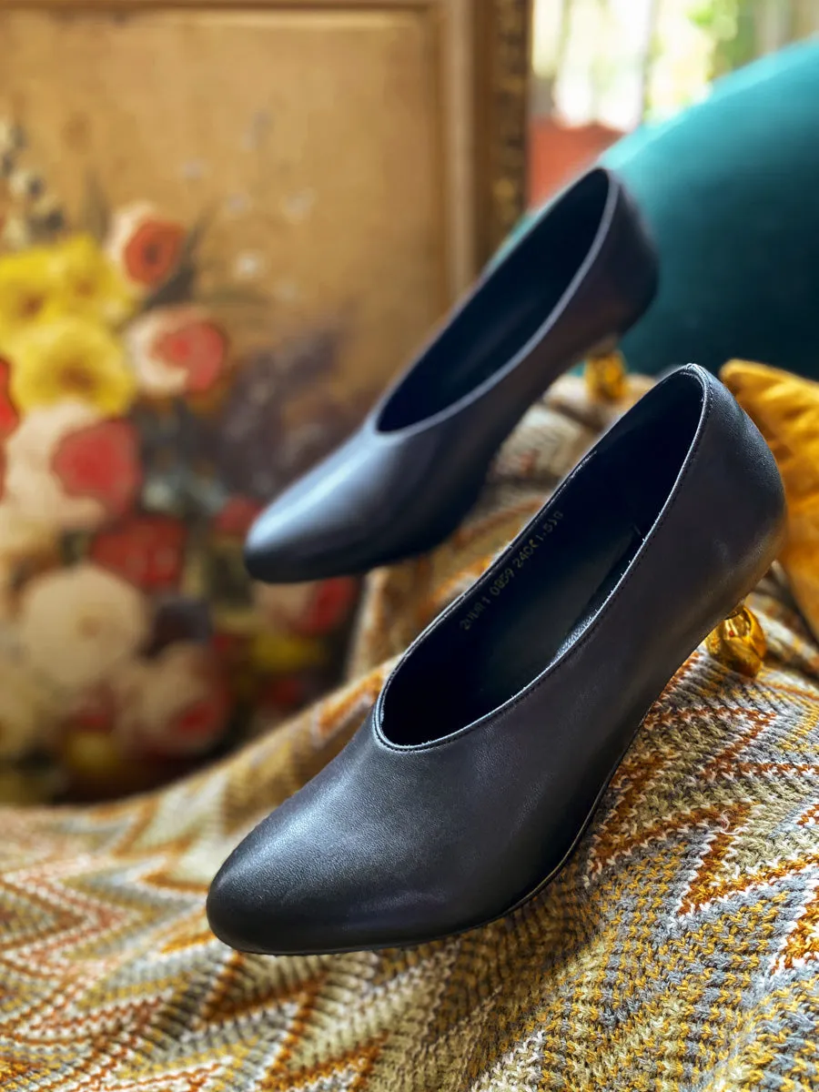 Water Droplets Mirror Heel Pump - Black