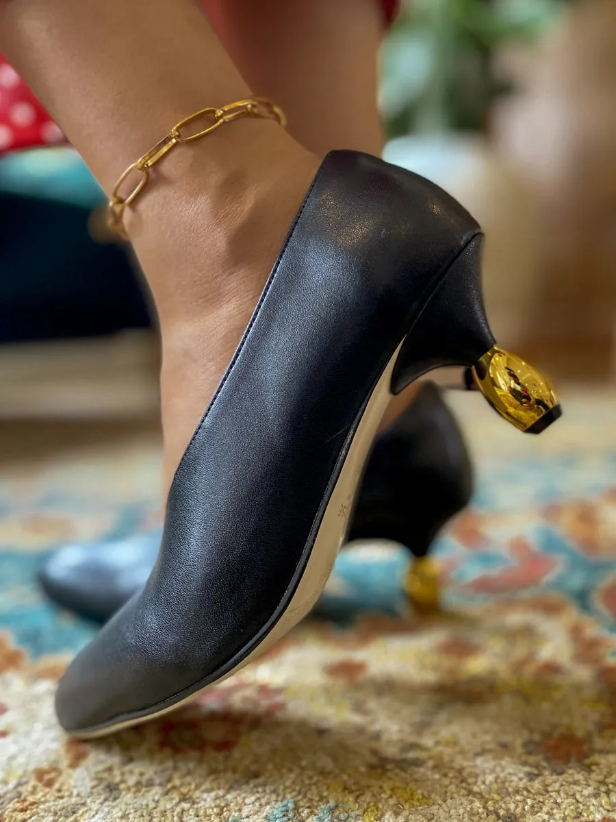 Water Droplets Mirror Heel Pump - Black