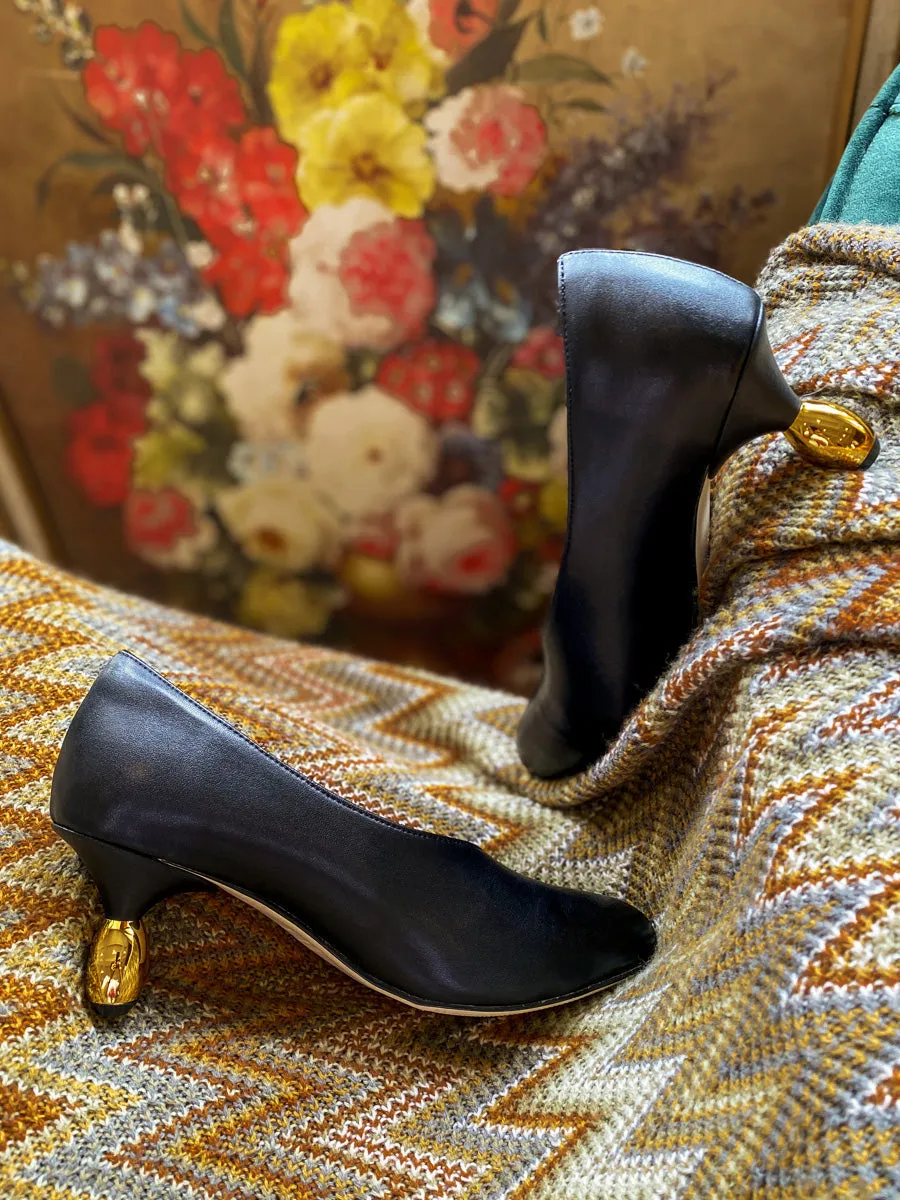 Water Droplets Mirror Heel Pump - Black