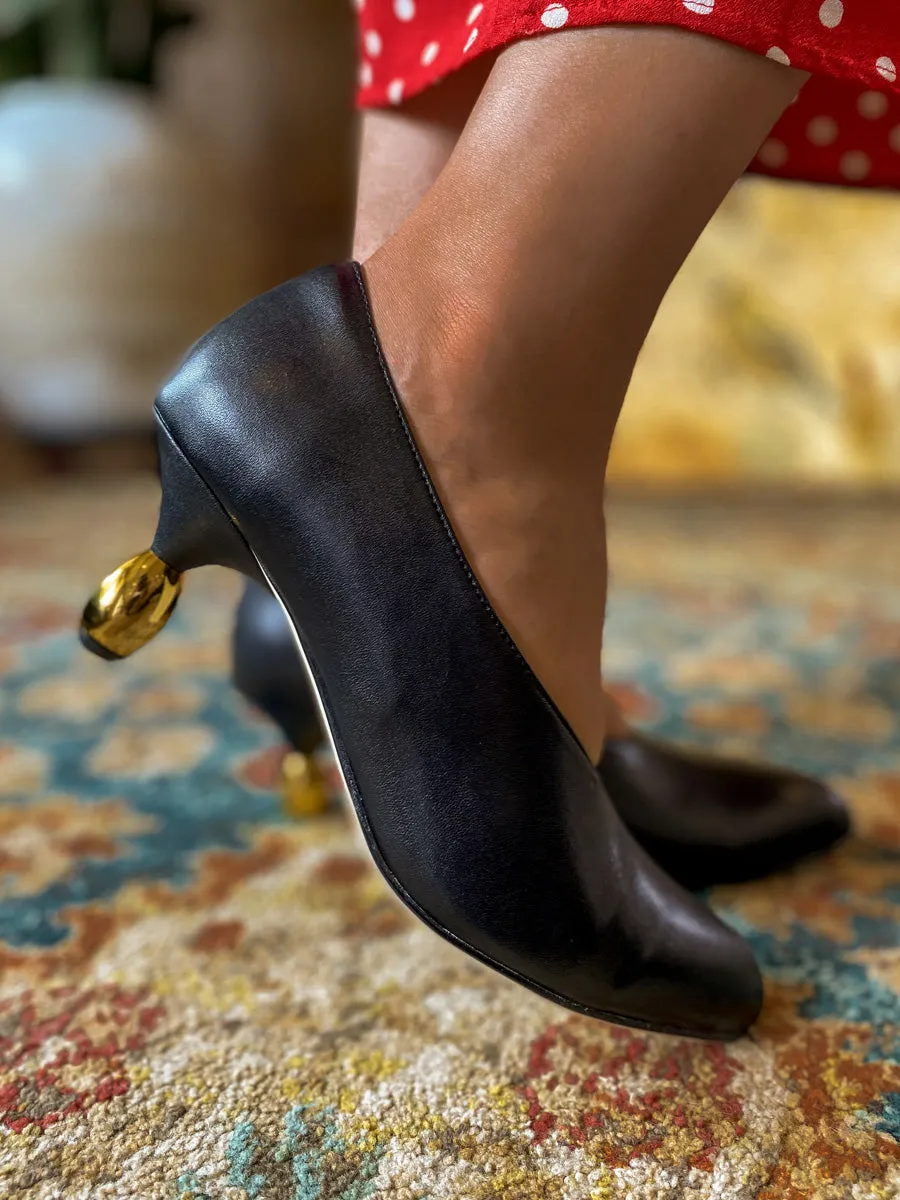 Water Droplets Mirror Heel Pump - Black