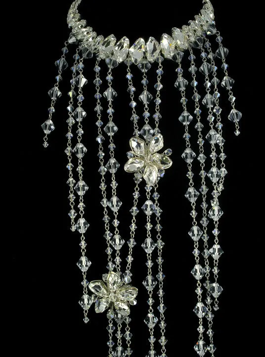 Wedding back necklace - crystals cascading - Falling Stars by Kezani