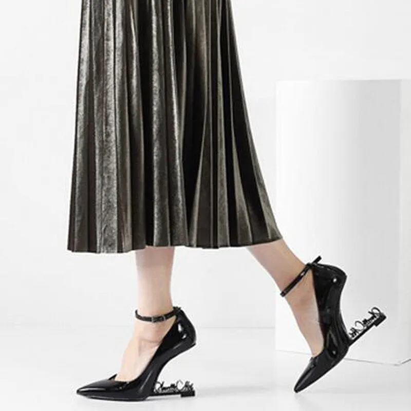 Wedge Heel Letter Pointed Sexy Catwalk Wedding Shoes