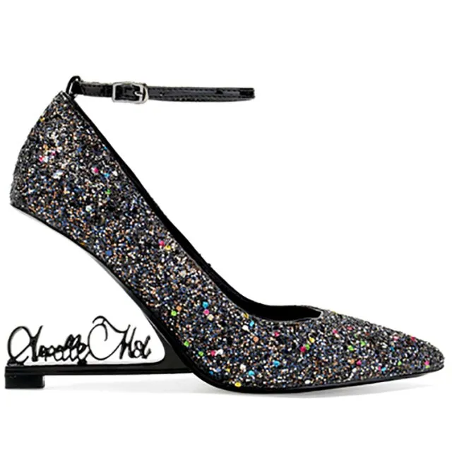 Wedge Heel Letter Pointed Sexy Catwalk Wedding Shoes