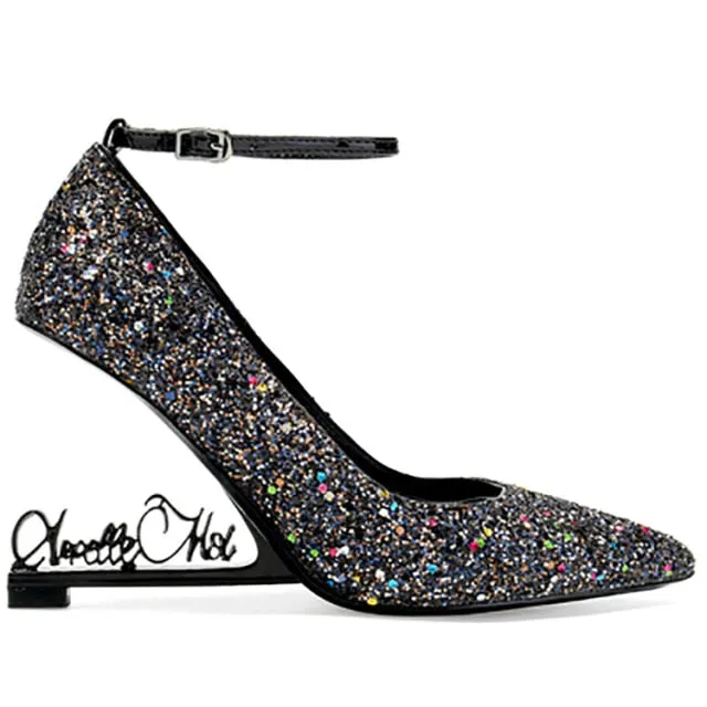 Wedge Heel Letter Pointed Sexy Catwalk Wedding Shoes