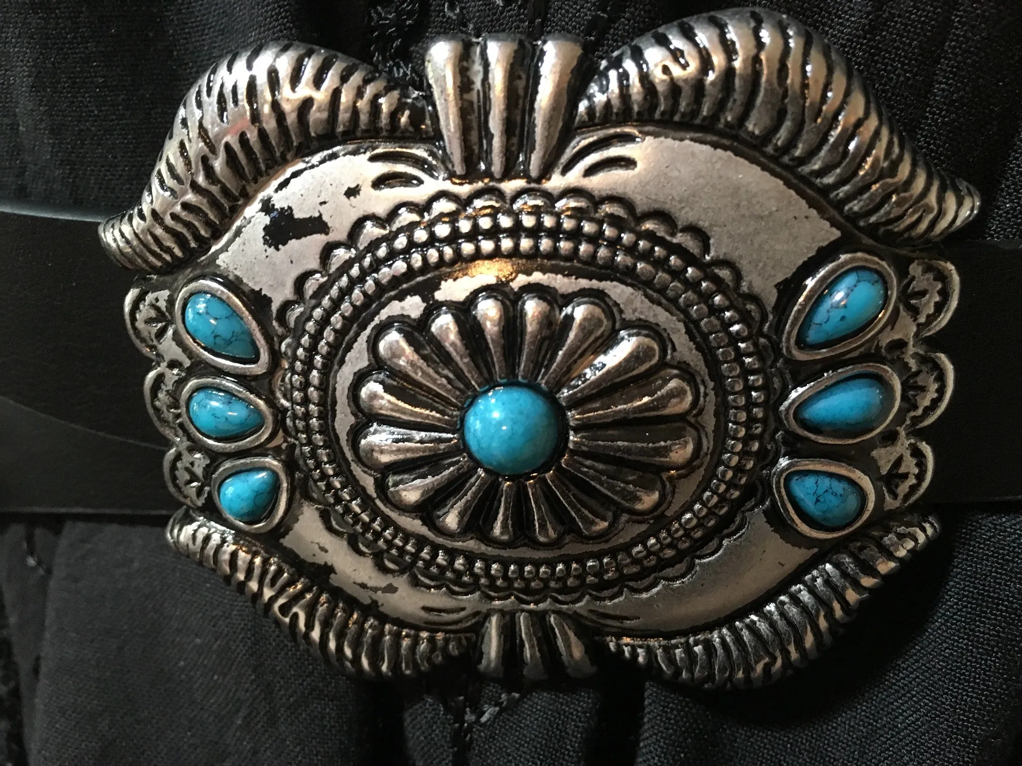 Western Fashion Belt Accessory: Leather with Conchos and Turquoise
