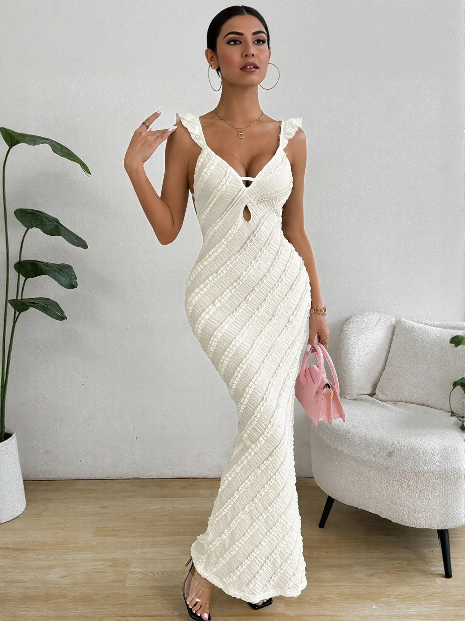 White Body Con Maxi Dress