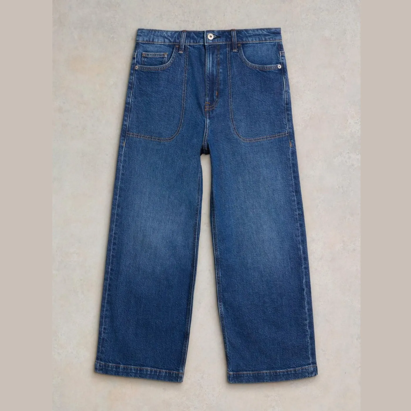 White Stuff Tia Wide Leg Crop Jean | Dark Denim