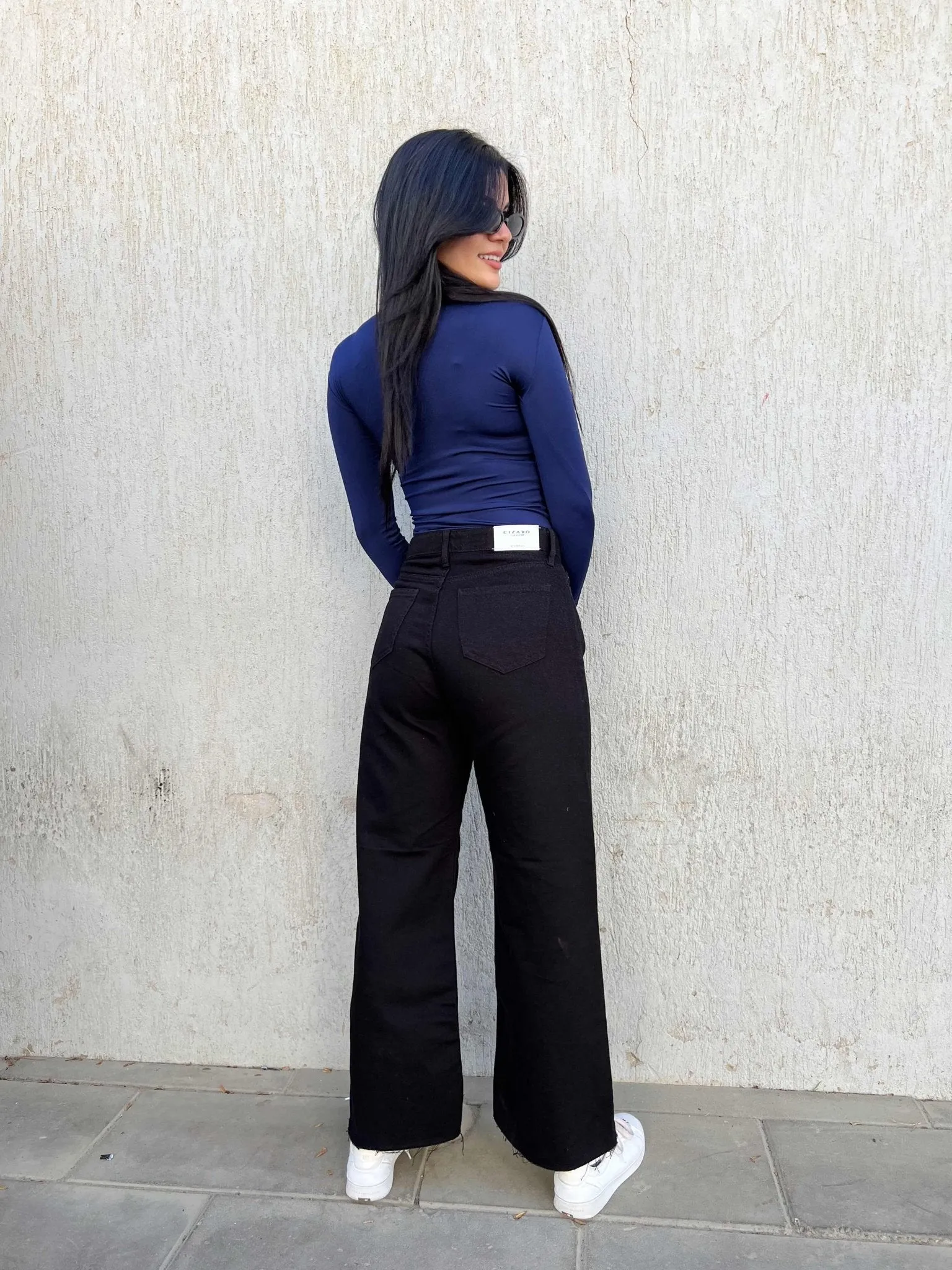 Wide Leg - Black Ankle Raw Hem.