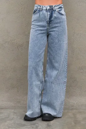 Wide Leg Denim - Mid Blue