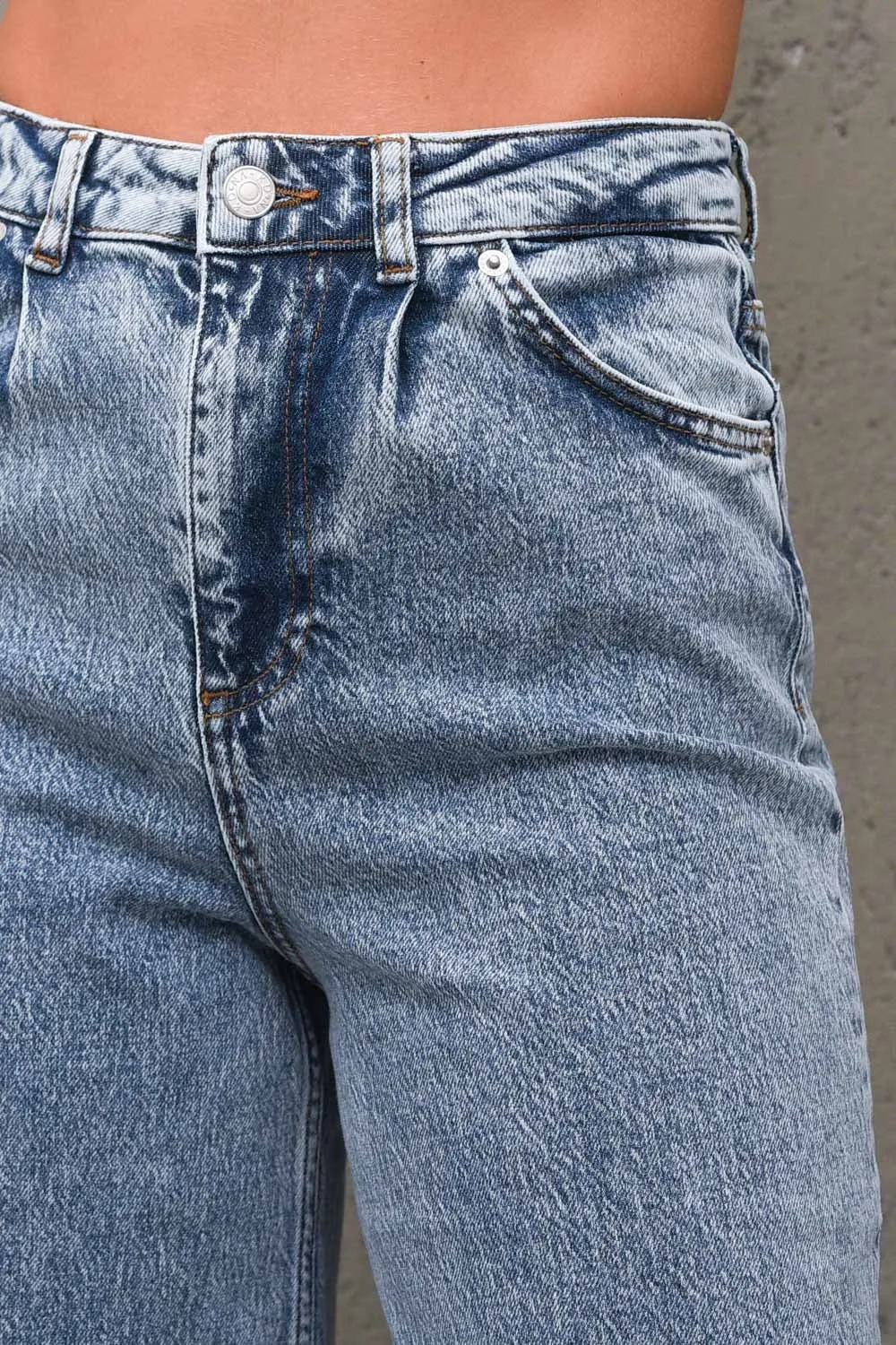 Wide Leg Denim - Mid Blue