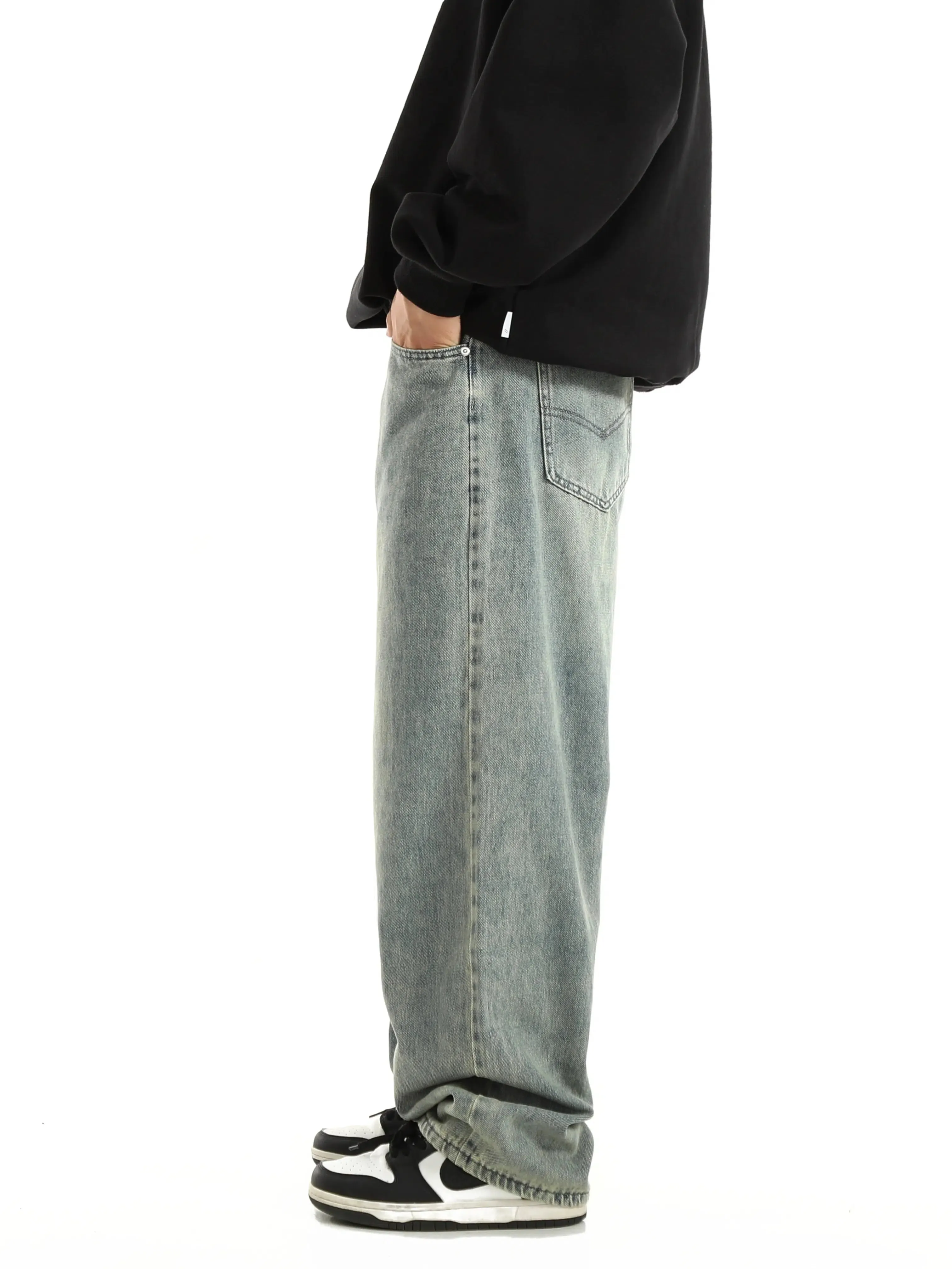Wide-Leg Denim Pants