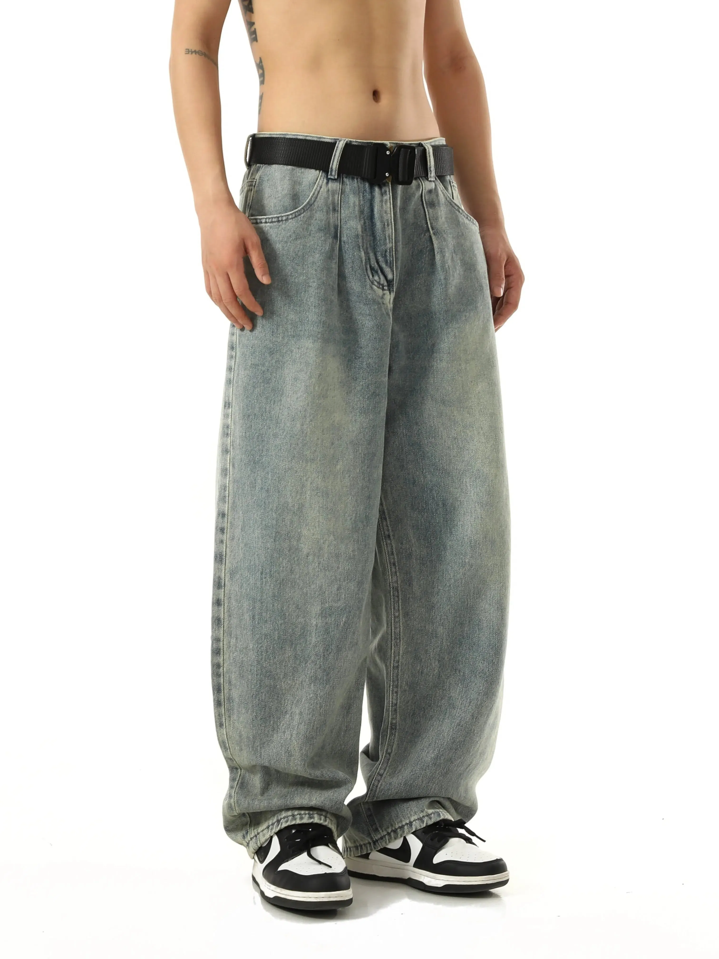 Wide-Leg Denim Pants