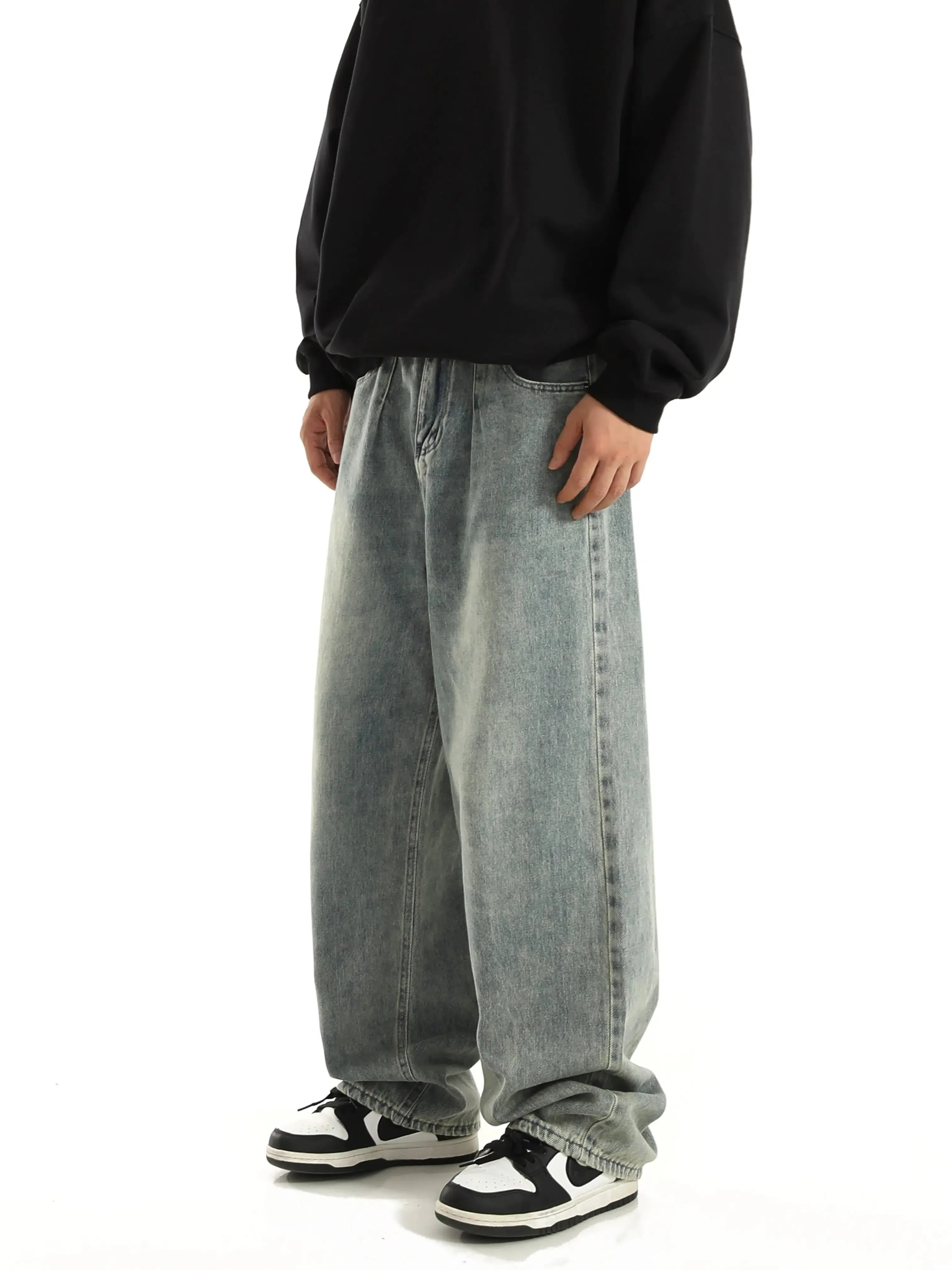 Wide-Leg Denim Pants