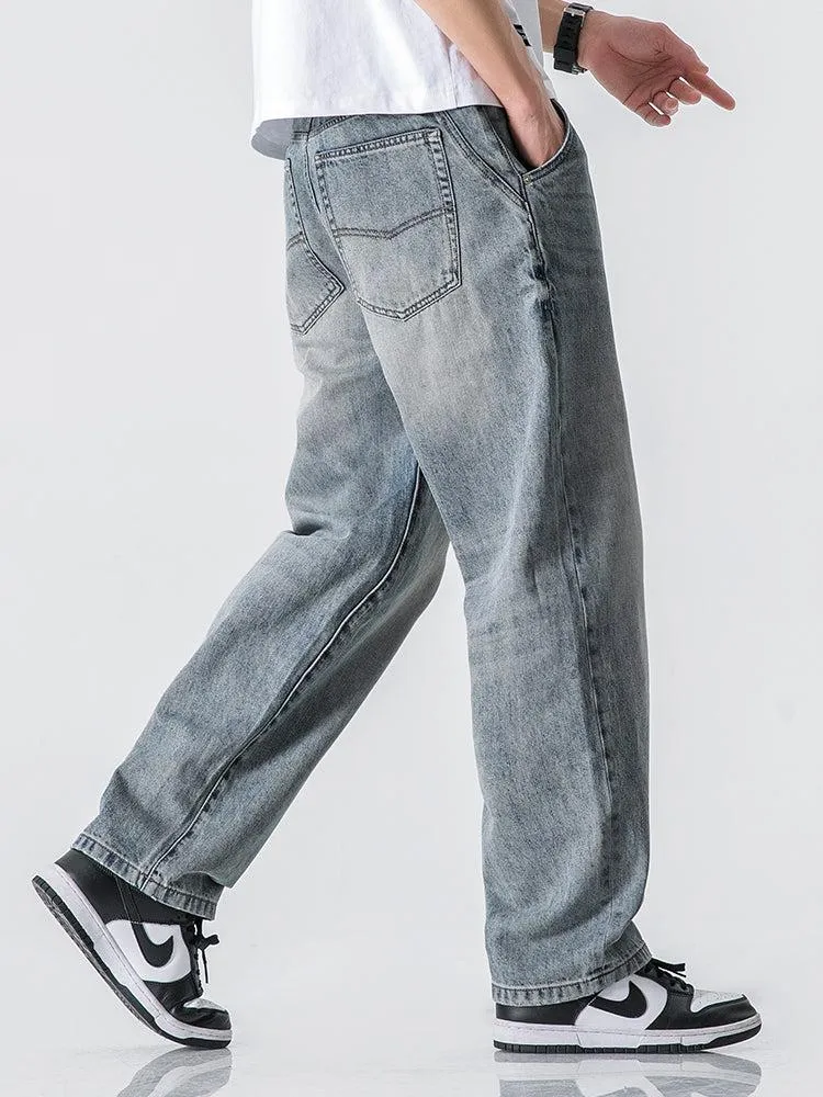 Wide Leg Washed Straight Jeans
