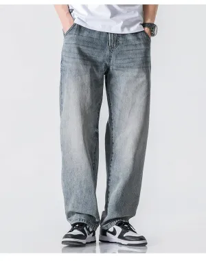 Wide Leg Washed Straight Jeans