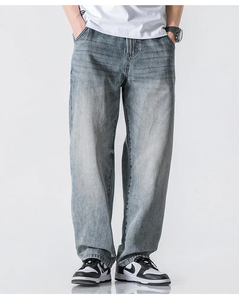 Wide Leg Washed Straight Jeans
