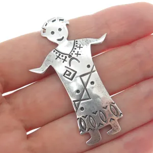 WILSON PADILLA NAVAJO Old Pawn 925 Sterling Silver Vintage Kachina Doll Pin