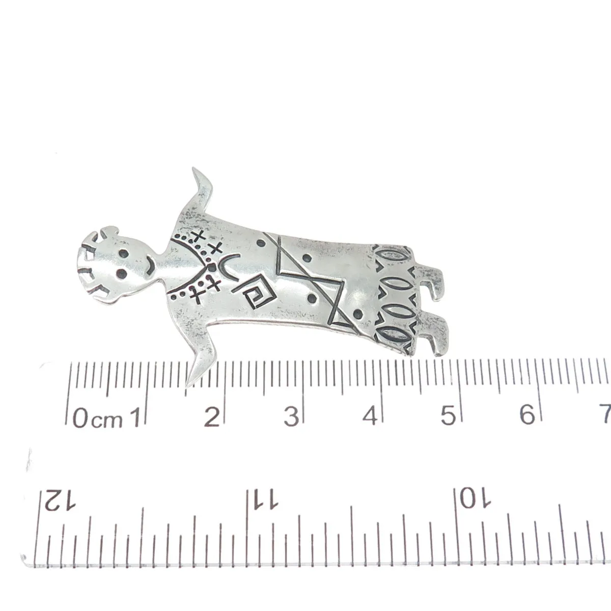 WILSON PADILLA NAVAJO Old Pawn 925 Sterling Silver Vintage Kachina Doll Pin