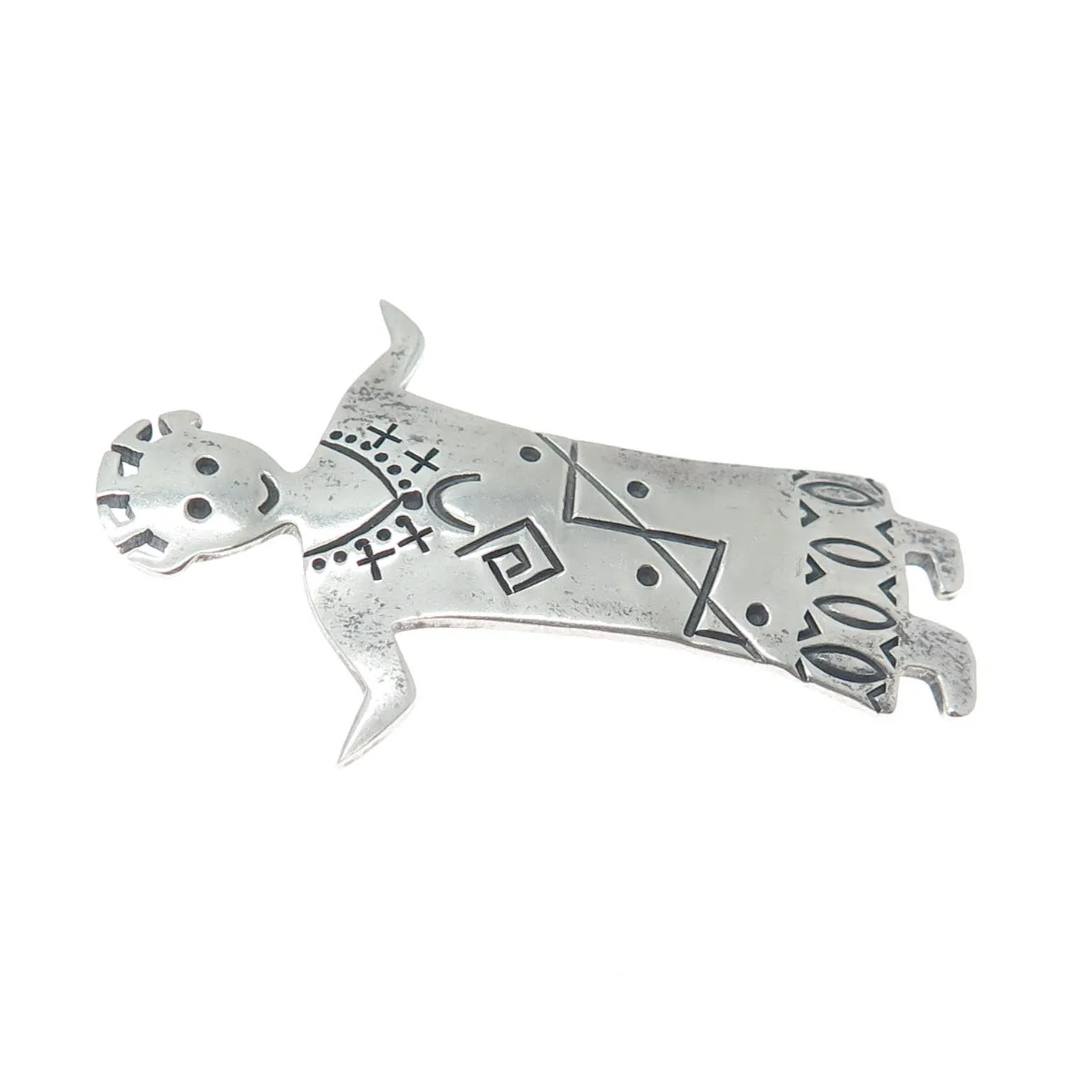 WILSON PADILLA NAVAJO Old Pawn 925 Sterling Silver Vintage Kachina Doll Pin