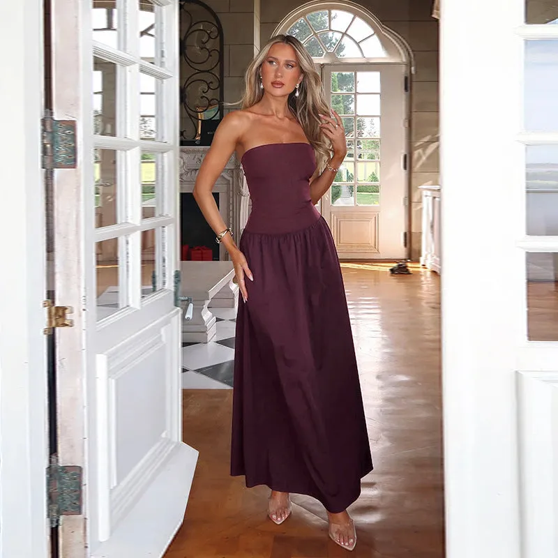 Wine Tube Flared Dress