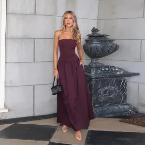 Wine Tube Flared Dress