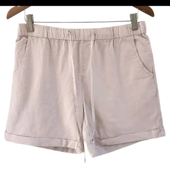 Womans Size M Shorts XCVI Wearables Quincy Cotton Linen Shorts Beige Khaki