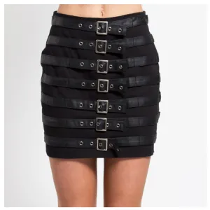 Women Gothic Maxi Skirt TRIPP NYC Buckle Kilt with Bold Dark Aesthetic
