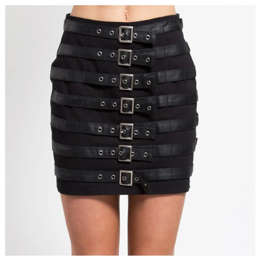 Women Gothic Maxi Skirt TRIPP NYC Buckle Kilt with Bold Dark Aesthetic