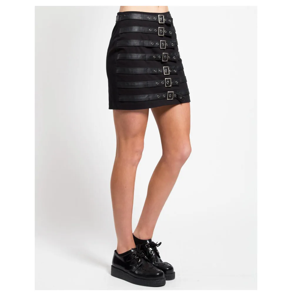 Women Gothic Maxi Skirt TRIPP NYC Buckle Kilt with Bold Dark Aesthetic