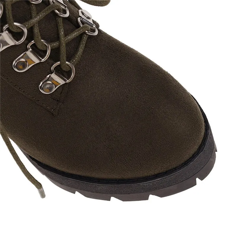 Women Platform Block Heel Motorcycle Boots