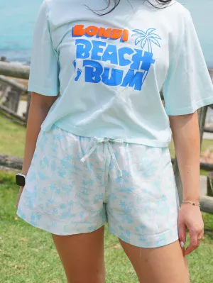 Women's Aloha Bondi Linen Blend Shorts (Sky Aloha)