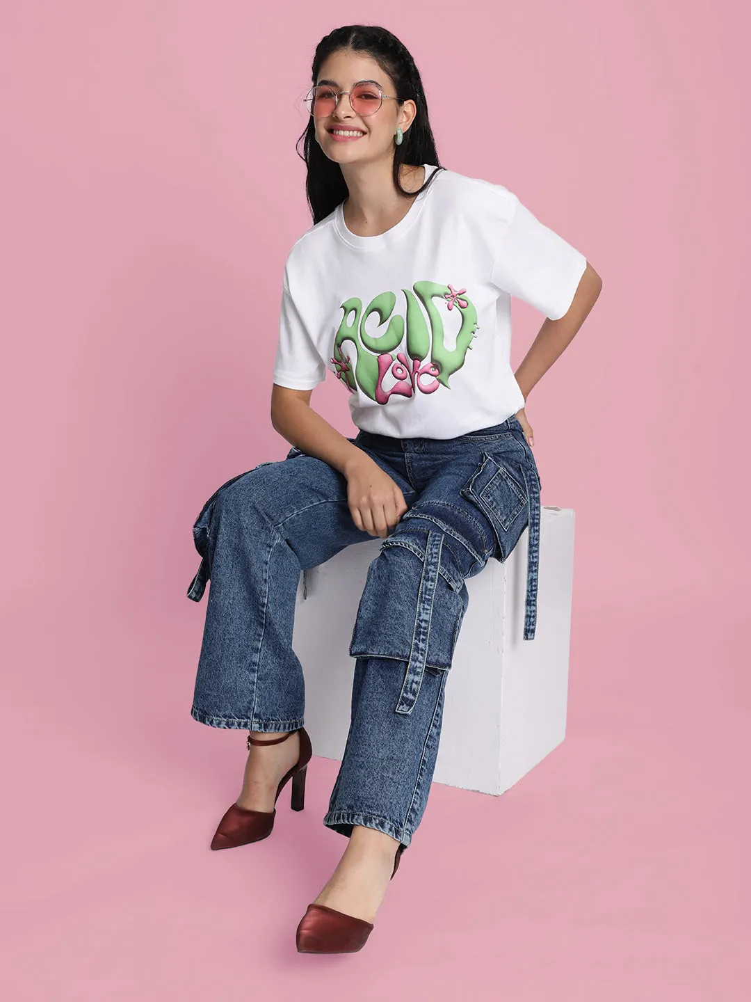 Women’s Blue 8-Pocket Cargo Jeans