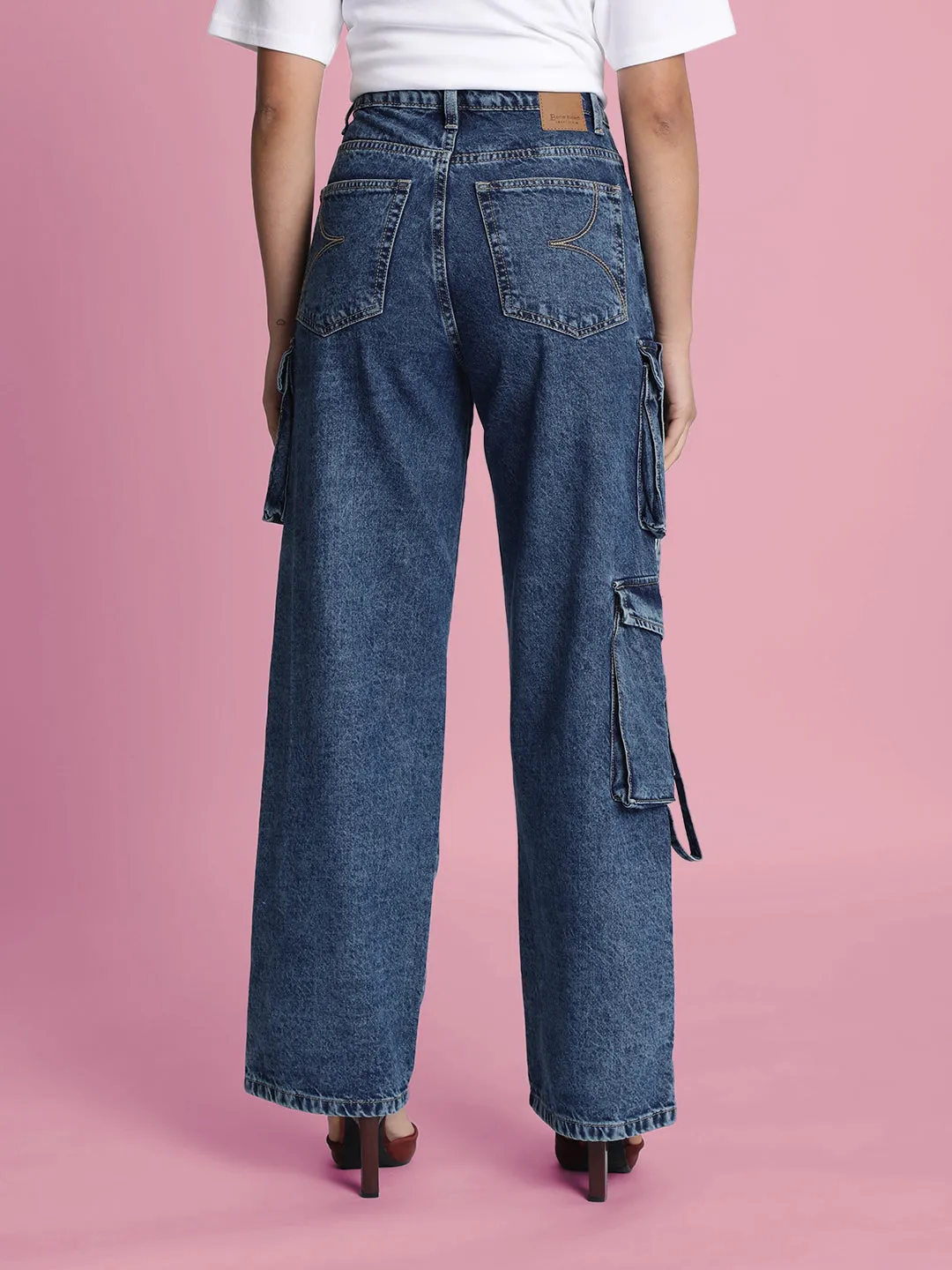 Women’s Blue 8-Pocket Cargo Jeans