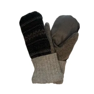 Women's Driving Mittens - Grey Nordic with Grey Micro-Suede Palm - 076 M/L