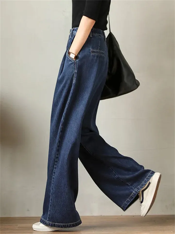 Women's Fashionable High Waisted Wide Leg Jeans