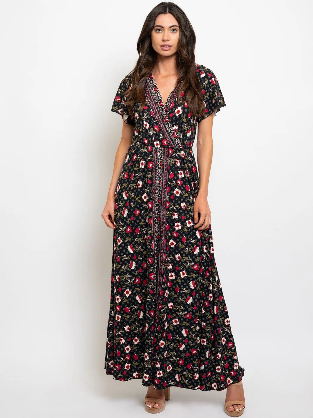 WOMEN'S FLORAL ROMPER MAXI DRESS