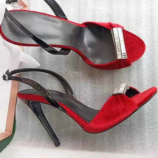 Women's Formal Rhinestone High Heel Sandal Ankle Strap Wedding Shoes