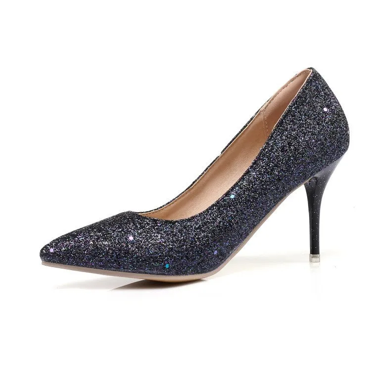 Women's High Heels Slip On Pumps Pointy Toe Stilettos 8CM
