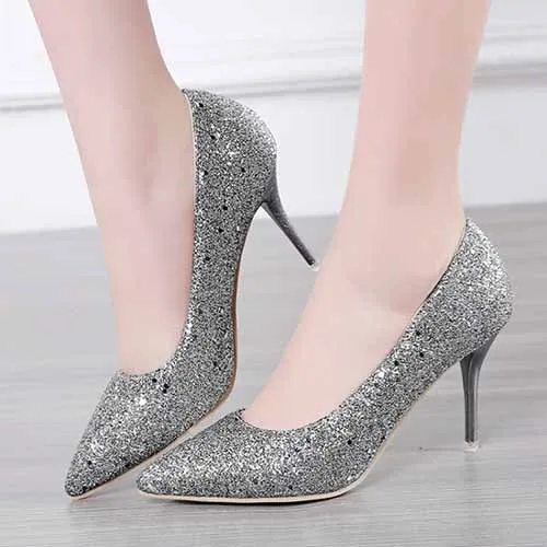 Women's High Heels Slip On Pumps Pointy Toe Stilettos 8CM