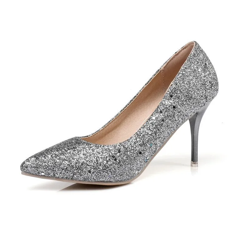 Women's High Heels Slip On Pumps Pointy Toe Stilettos 8CM