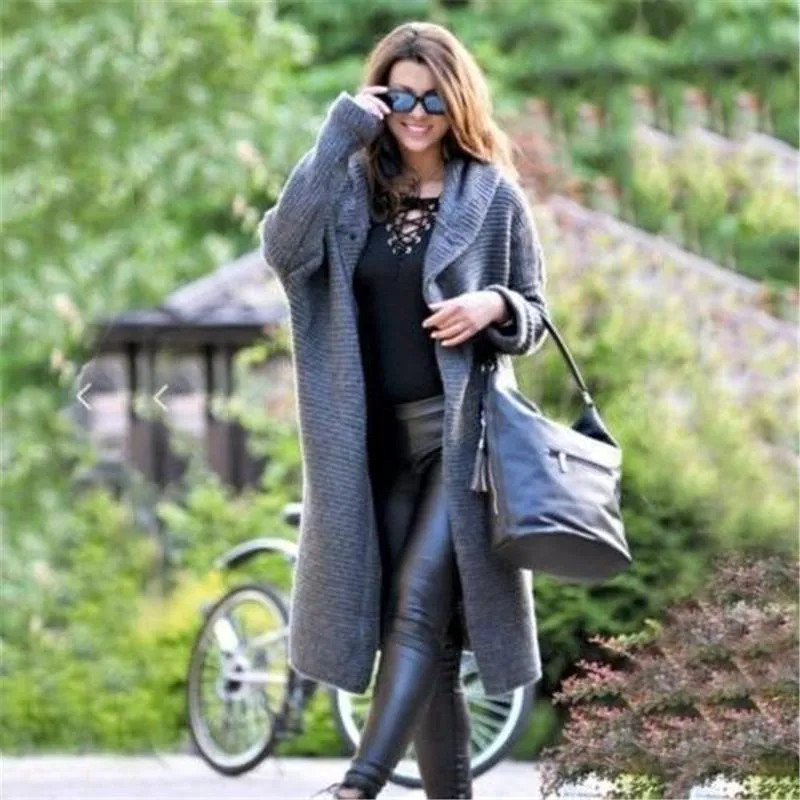 Women's Hooded Warm Cardigan Long Coat