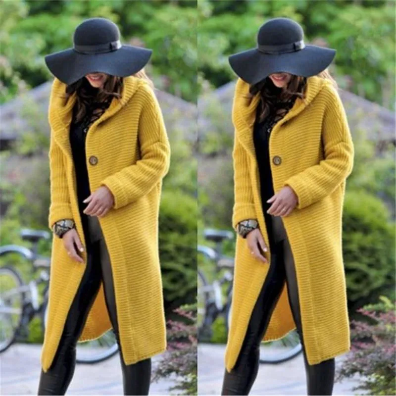 Women's Hooded Warm Cardigan Long Coat