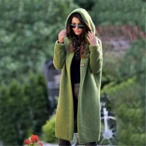 Women's Hooded Warm Cardigan Long Coat