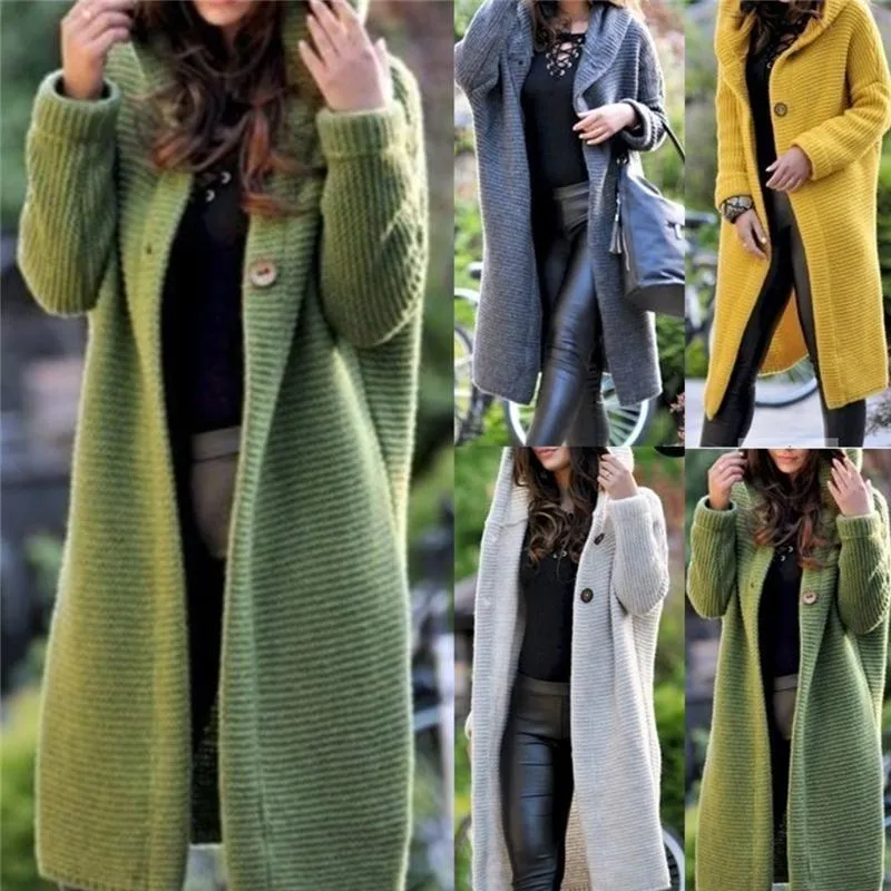 Women's Hooded Warm Cardigan Long Coat