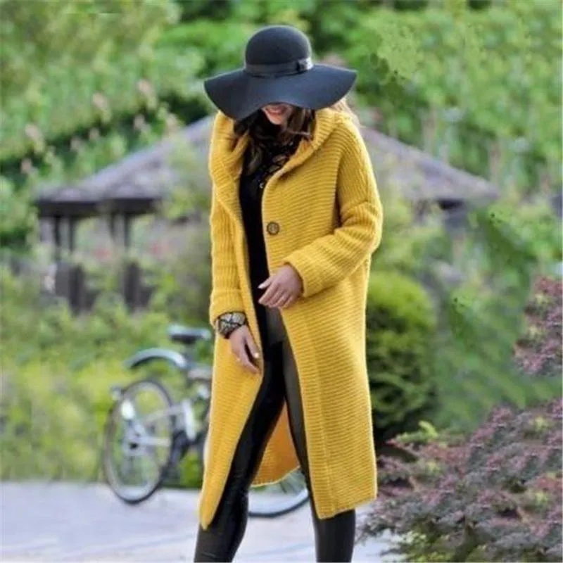 Women's Hooded Warm Cardigan Long Coat