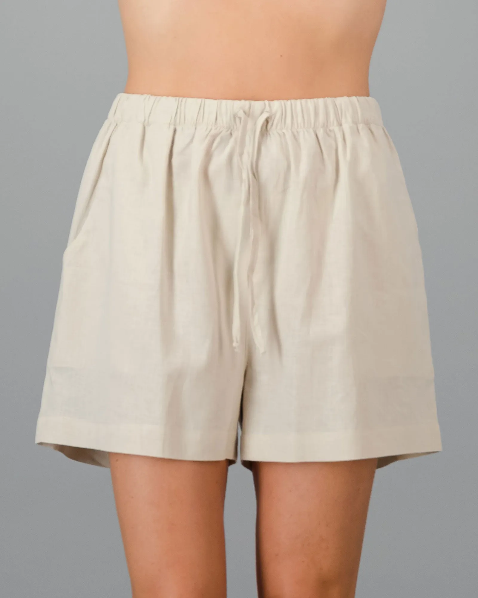 Womens Linen Shorts - Natural Sand
