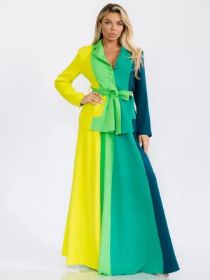 WOMEN'S LONG SLEEVE BLAZER & MAXI SKIRT COLORBLOCK 2 PC. SET