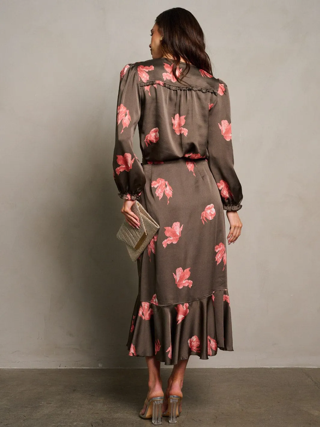 WOMEN'S LONG SLEEVE BLOUSE & MAXI SKIRT FLORAL 2PC.SET