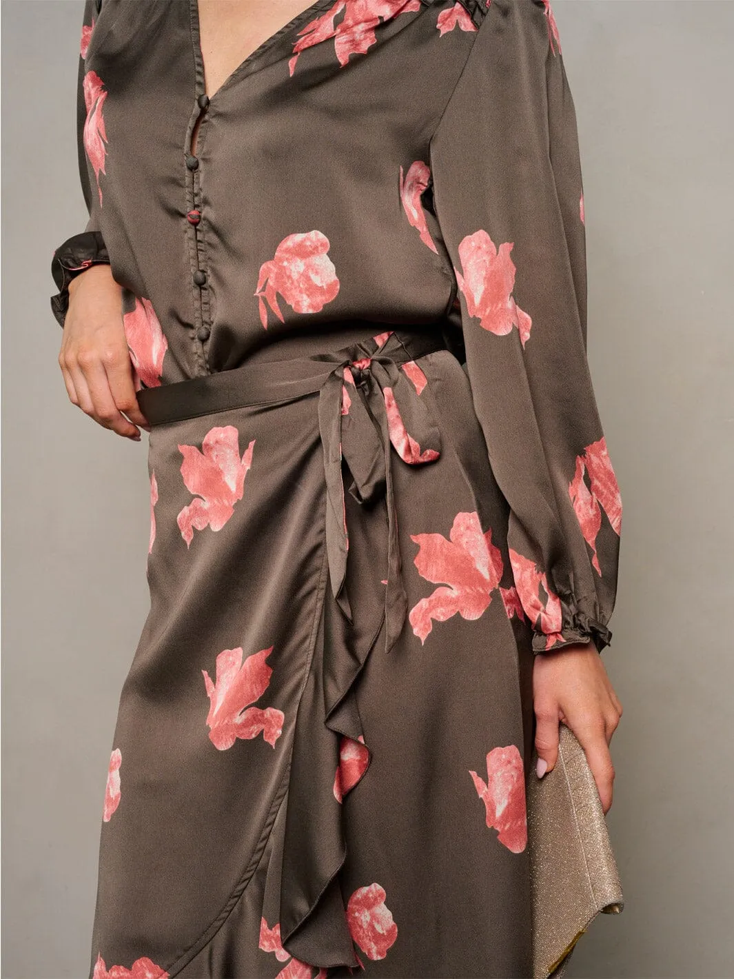 WOMEN'S LONG SLEEVE BLOUSE & MAXI SKIRT FLORAL 2PC.SET